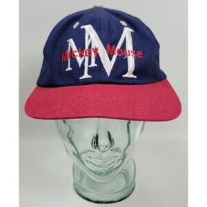 Vtg Mickey Mouse Adjustable Cotton Baseball Hat Cap Goofy's Hat Co‎ Blue & Red